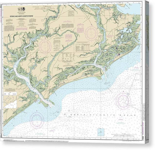 Nautical Chart-11522 Stono-North Edisto Rivers Canvas Print