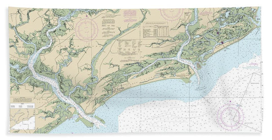 Nautical Chart-11522 Stono-north Edisto Rivers - Bath Towel