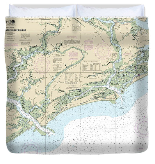 Nautical Chart 11522 Stono North Edisto Rivers Duvet Cover