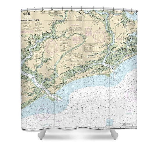 Nautical Chart 11522 Stono North Edisto Rivers Shower Curtain