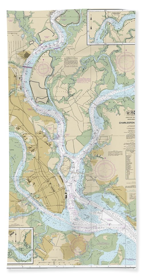Nautical Chart-11524 Charleston Harbor - Bath Towel