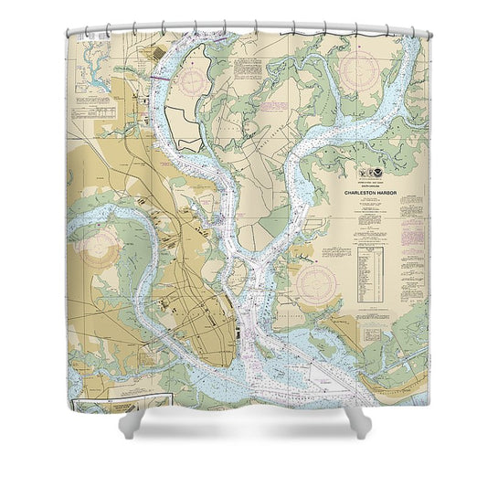 Nautical Chart 11524 Charleston Harbor Shower Curtain