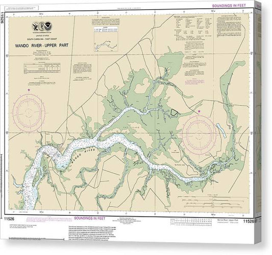 Nautical Chart-11526 Wando River Upper Part Canvas Print