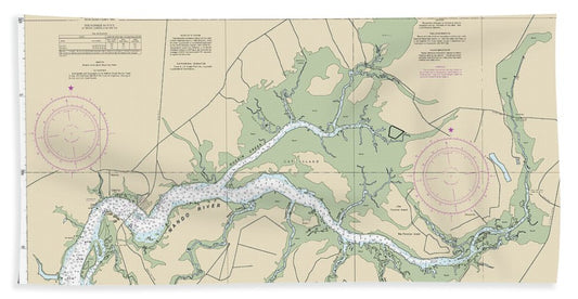 Nautical Chart-11526 Wando River Upper Part - Bath Towel