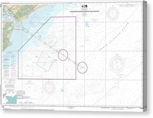 Nautical Chart-11528 Charleston Harbor Entrance-Approach Canvas Print