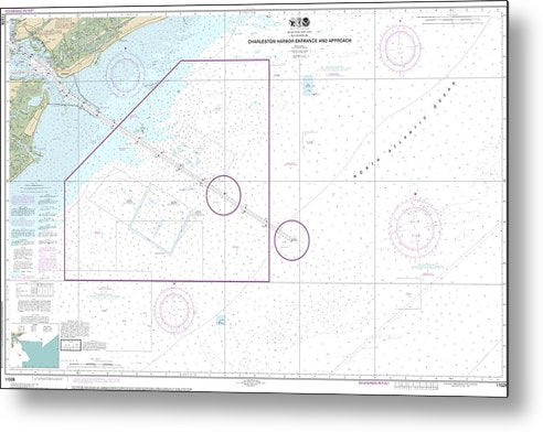 A beuatiful Metal Print of the Nautical Chart-11528 Charleston Harbor Entrance-Approach - Metal Print by SeaKoast.  100% Guarenteed!