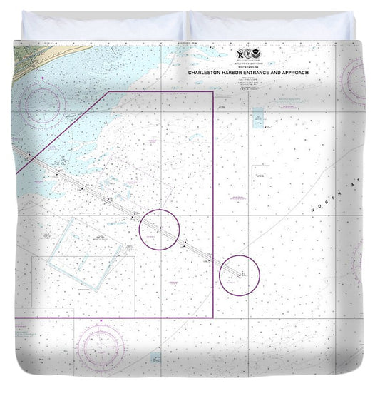 Nautical Chart 11528 Charleston Harbor Entrance Approach Duvet Cover