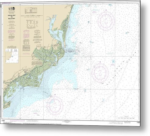 A beuatiful Metal Print of the Nautical Chart-11531 Winyah Bay-Bulls Bay - Metal Print by SeaKoast.  100% Guarenteed!