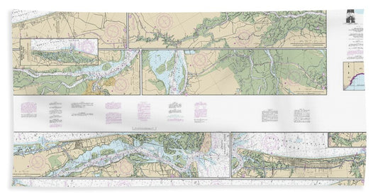 Nautical Chart-11534 Intracoastal Waterway Myrtle Grove Sound-cape Fear River-casino Creek - Bath Towel