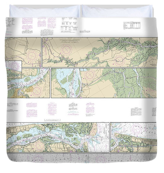 Nautical Chart 11534 Intracoastal Waterway Myrtle Grove Sound Cape Fear River Casino Creek Duvet Cover