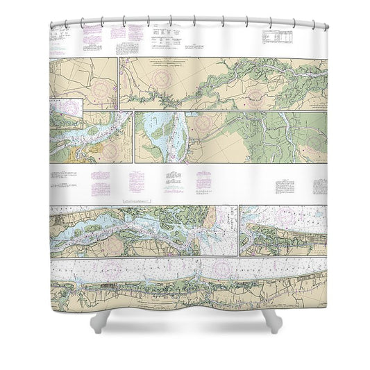 Nautical Chart 11534 Intracoastal Waterway Myrtle Grove Sound Cape Fear River Casino Creek Shower Curtain