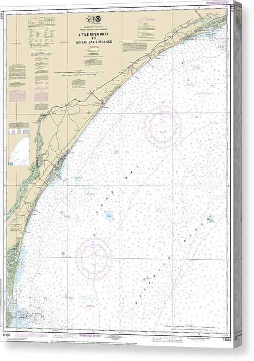 Nautical Chart-11535 Little River Lnlet-Winyah Bay Entrance Canvas Print
