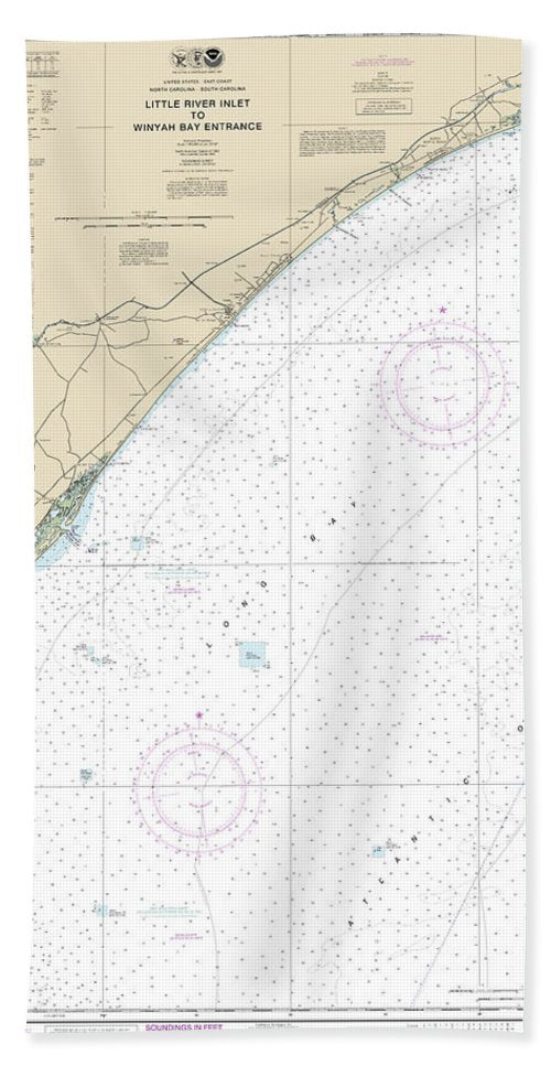 Nautical Chart-11535 Little River Lnlet-winyah Bay Entrance - Bath Towel