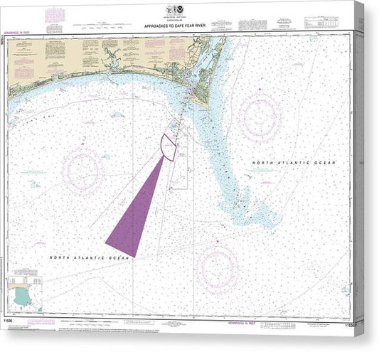 Nautical Chart-11536 Approaches-Cape Fear River Canvas Print