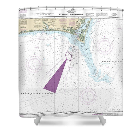 Nautical Chart 11536 Approaches Cape Fear River Shower Curtain