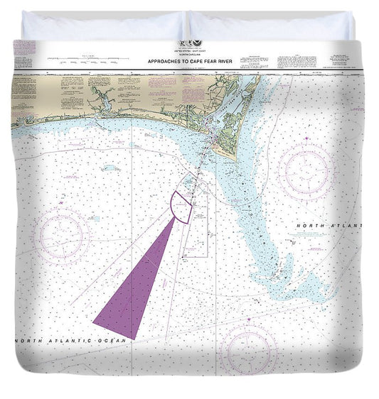 Nautical Chart 11536 Approaches Cape Fear River Duvet Cover