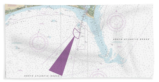 Nautical Chart-11536 Approaches-cape Fear River - Beach Towel