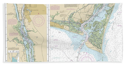 Nautical Chart-11537 Cape Fear River Cape Fear-wilmington - Bath Towel