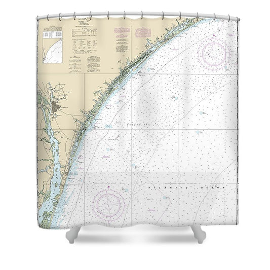 Nautical Chart 11539 New River Inlet Cape Fear Shower Curtain
