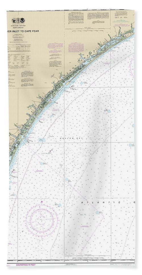 Nautical Chart-11539 New River Inlet-cape Fear - Beach Towel