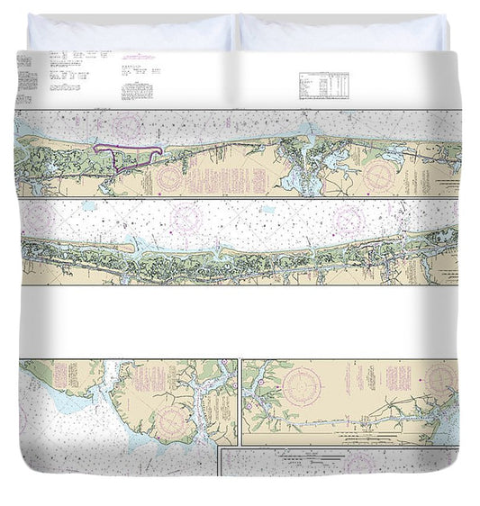 Nautical Chart 11541 Intracoastal Waterway Neuse River Myrtle Grove Sound Duvet Cover