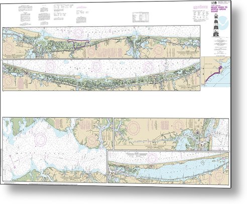 A beuatiful Metal Print of the Nautical Chart-11541 Intracoastal Waterway Neuse River-Myrtle Grove Sound - Metal Print by SeaKoast.  100% Guarenteed!