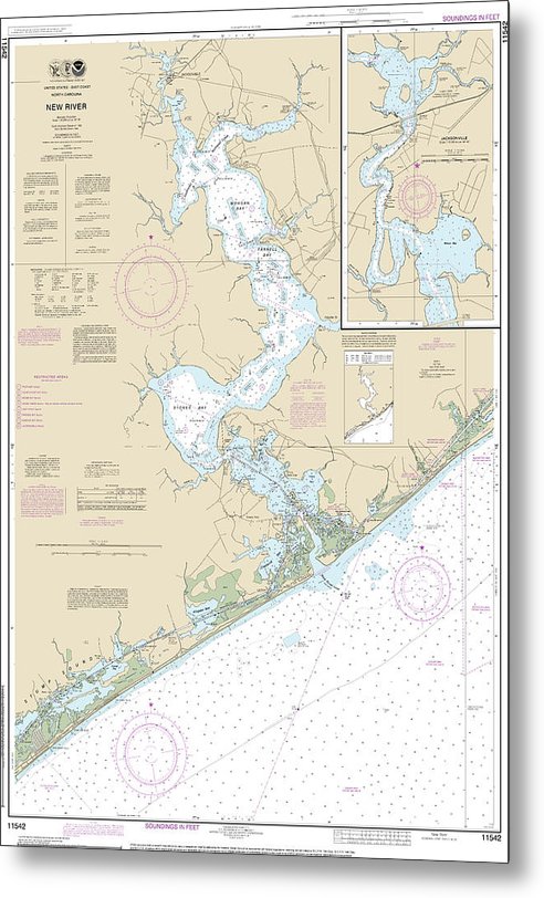 A beuatiful Metal Print of the Nautical Chart-11542 New River, Jacksonville - Metal Print by SeaKoast.  100% Guarenteed!