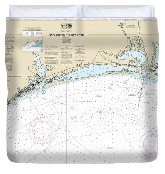 Nautical Chart 11543 Cape Lookout New River Duvet Cover