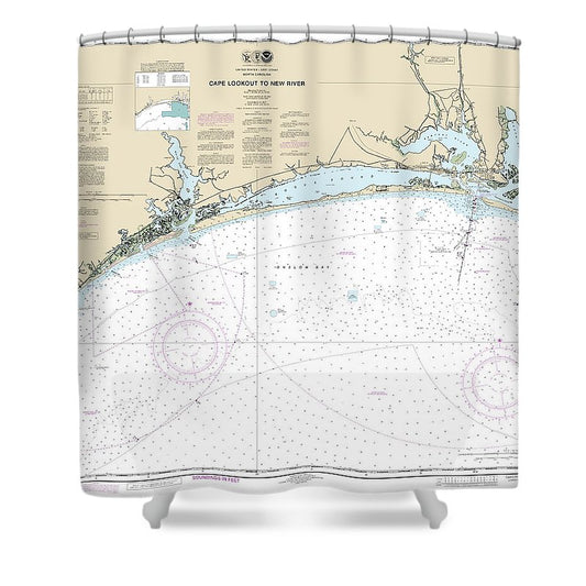 Nautical Chart 11543 Cape Lookout New River Shower Curtain