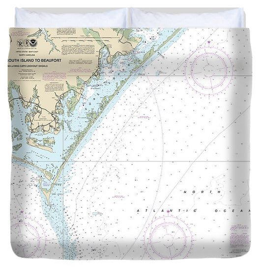 Nautical Chart 11544 Portsmouth Island Beaufort, Including Cape Lookout Shoals Duvet Cover