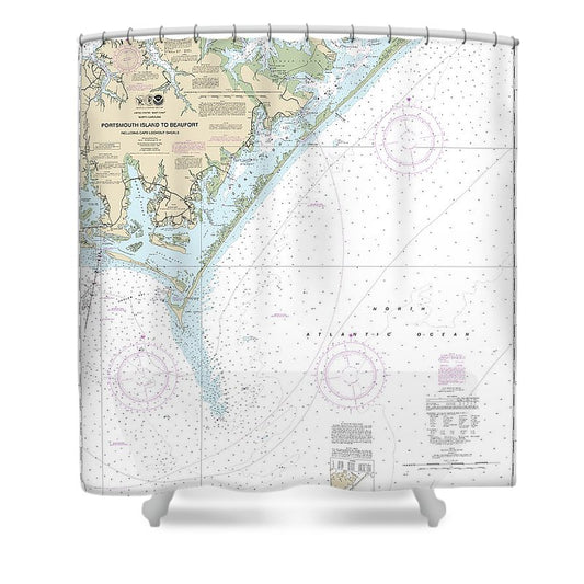 Nautical Chart 11544 Portsmouth Island Beaufort, Including Cape Lookout Shoals Shower Curtain