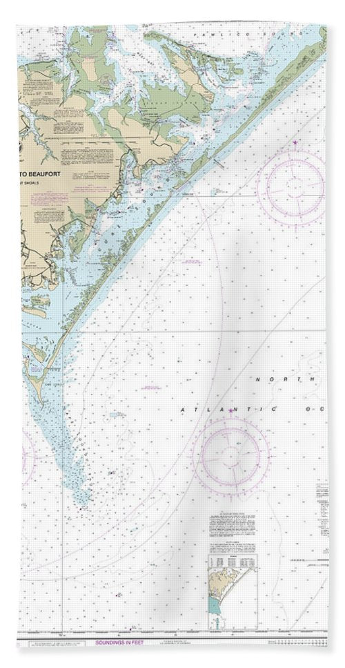 Nautical Chart-11544 Portsmouth Island-beaufort, Including Cape Lookout Shoals - Bath Towel