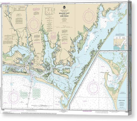 Nautical Chart-11545 Beaufort Inlet-Part-Core Sound, Lookout Bight Canvas Print
