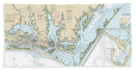 Nautical Chart-11545 Beaufort Inlet-part-core Sound, Lookout Bight - Bath Towel