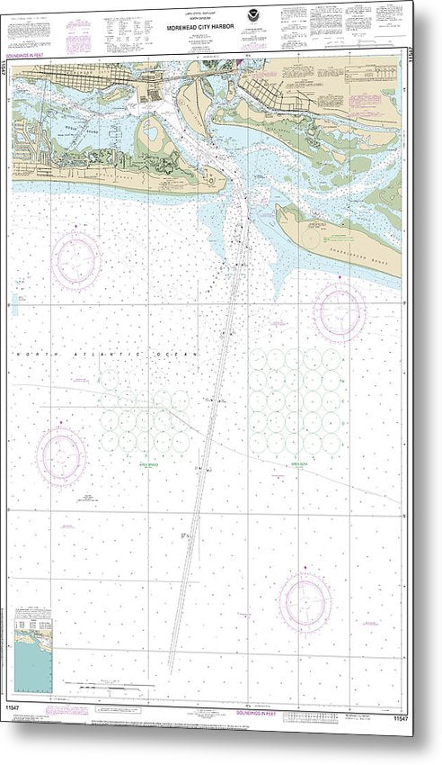 A beuatiful Metal Print of the Nautical Chart-11547 Morehead City Harbor - Metal Print by SeaKoast.  100% Guarenteed!