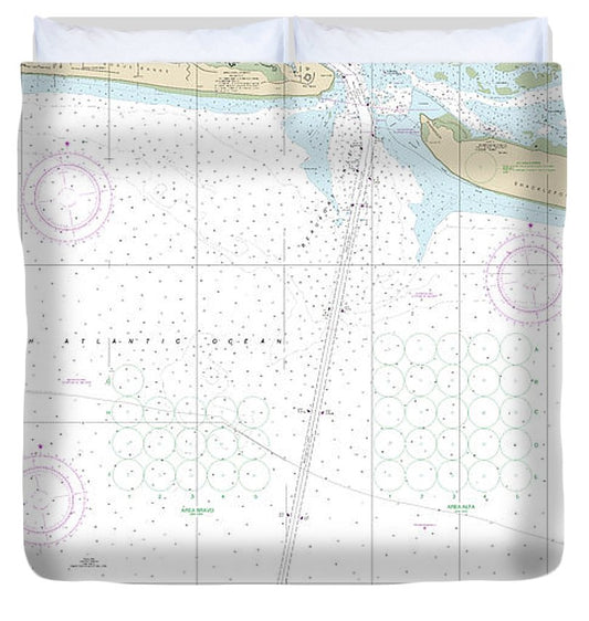 Nautical Chart 11547 Morehead City Harbor Duvet Cover