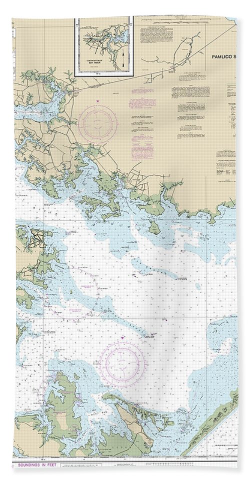 Nautical Chart-11548 Pamlico Sound Western Part - Beach Towel
