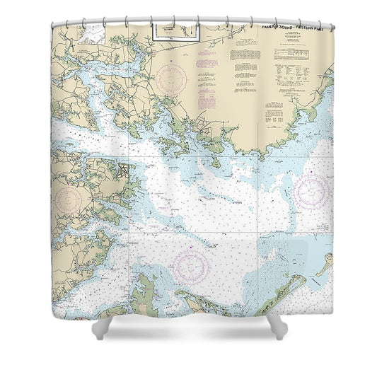Nautical Chart 11548 Pamlico Sound Western Part Shower Curtain