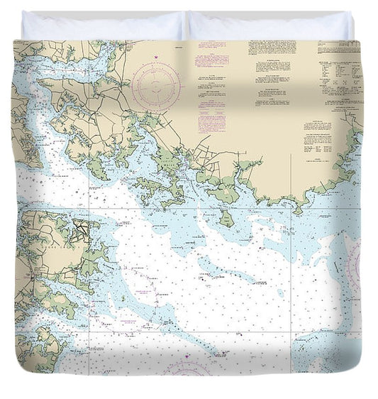 Nautical Chart 11548 Pamlico Sound Western Part Duvet Cover