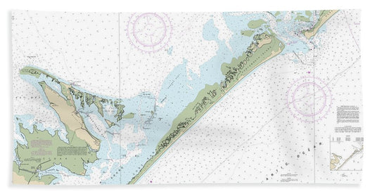 Nautical Chart-11550 Ocracoke Lnlet-part-core Sound - Bath Towel