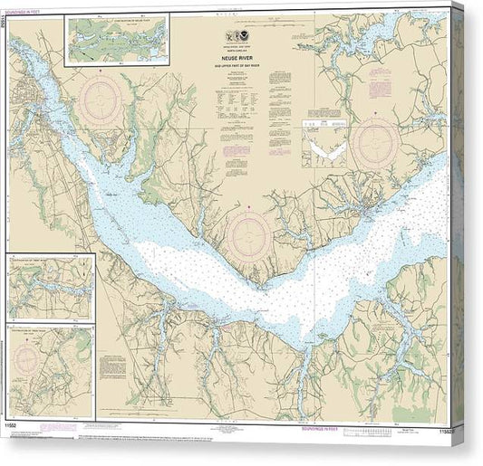 Nautical Chart-11552 Neuse River-Upper Part-Bay River Canvas Print
