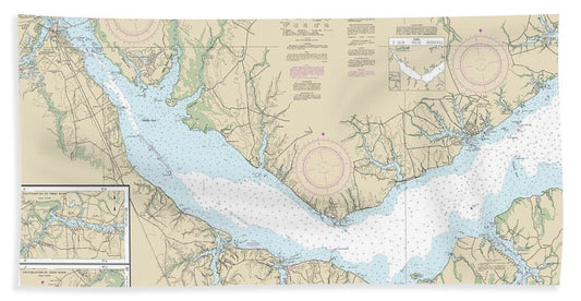 Nautical Chart-11552 Neuse River-upper Part-bay River - Bath Towel