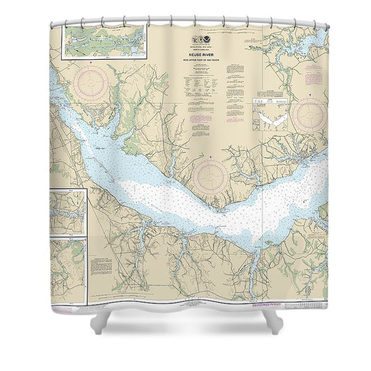 Nautical Chart 11552 Neuse River Upper Part Bay River Shower Curtain