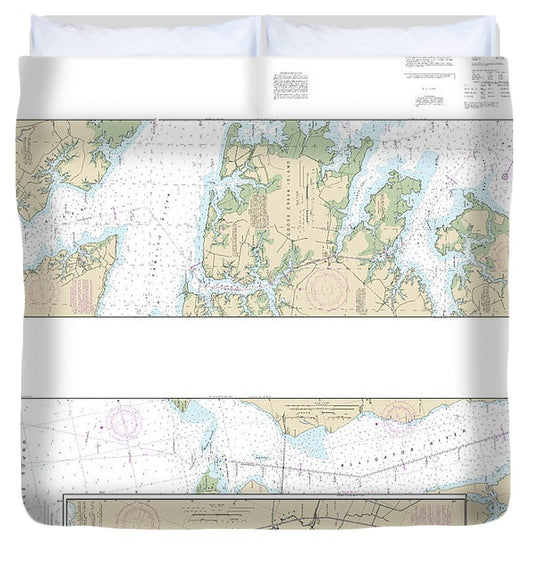 Nautical Chart 11553 Intracoastal Waterway Albermarle Sound Neuse River, Alligator River, Second Creek Duvet Cover