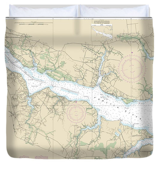Nautical Chart 11554 Pamlico River Duvet Cover