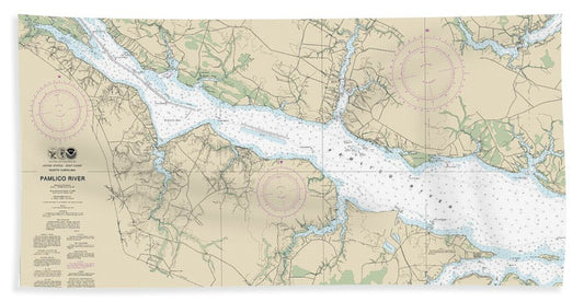 Nautical Chart-11554 Pamlico River - Bath Towel