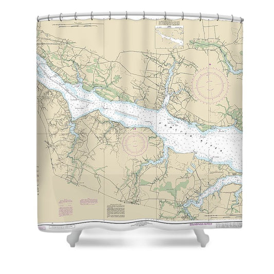 Nautical Chart 11554 Pamlico River Shower Curtain