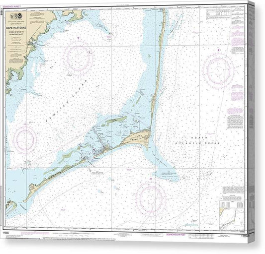 Nautical Chart-11555 Cape Hatteras-Wimble Shoals-Ocracoke Inlet Canvas Print