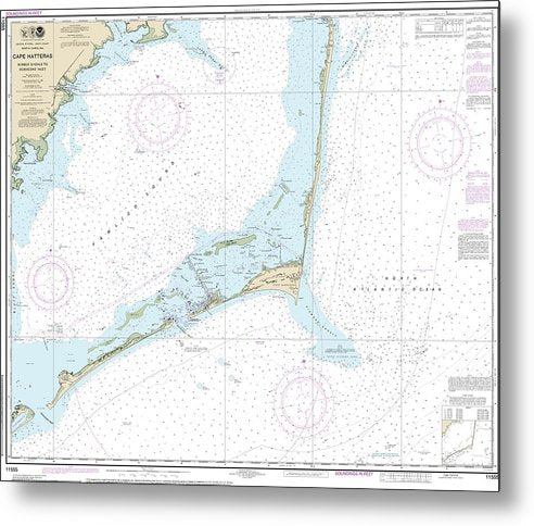 A beuatiful Metal Print of the Nautical Chart-11555 Cape Hatteras-Wimble Shoals-Ocracoke Inlet - Metal Print by SeaKoast.  100% Guarenteed!
