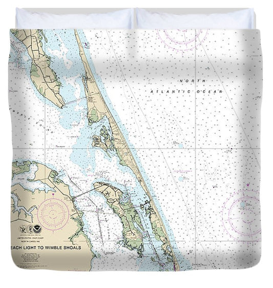 Nautical Chart 12204 Currituck Beach Light Wimble Shoals Duvet Cover